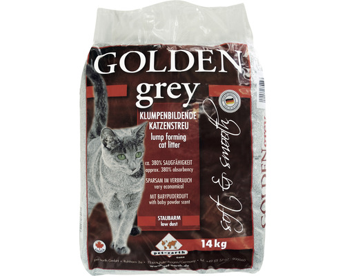 Katzenstreu Golden Grey mit Babypuderduft 14 kg