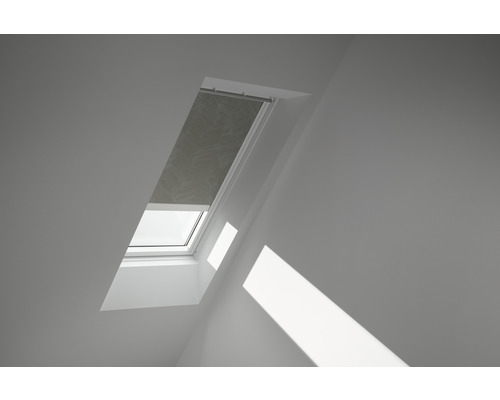 Velux Verdunkelungsrollo solarbetrieben olive gepunktet DSL C02 4575S