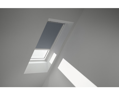 VELUX Verdunkelungsrollo uni blaugrau solarbetrieben Rahmen aluminium DSL FK06 4581S