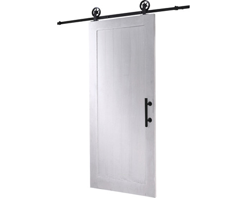 Weiße Schiebetür mit Beschlägen und Griff