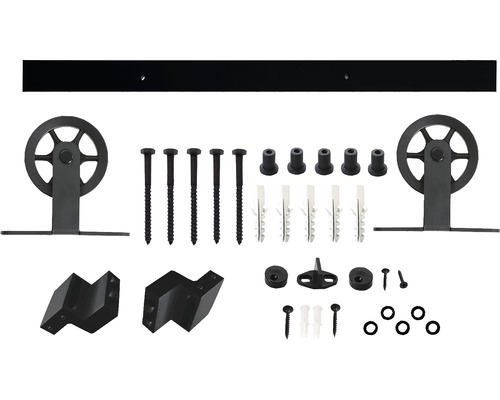 Schiebetürbeschlag Set mit Schiene, Rollen und Befestigungsmaterial