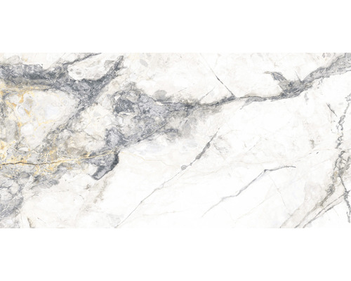 Marmorfliese mit grauer und goldener Maserung