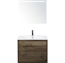 Badmöbel-Set Sanox Porto Keramik 170x71x51 cm Keramikwaschbecken tabacco mit LED-Beleuchtung