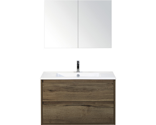 Badmöbel-Set Sanox Porto Keramik 170x91x51 cm Keramikwaschbecken tabacco mit Spiegelschrank Badmöbel-Set Sanox Porto Keramik 170x91x51 cm Keramikwaschbecken tabacco mit Spiegelschrank