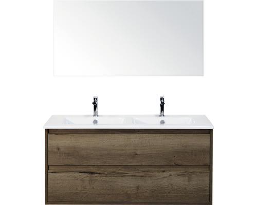 Badmöbel-Set Sanox Porto Keramik 170x121x51 cm Doppel-Keramikwaschbecken 2 Schubladen tabacco mit Spiegel Badmöbel-Set Sanox Porto Keramik 170x121x51 cm Doppel-Keramikwaschbecken 2 Schubladen tabacco mit Spiegel