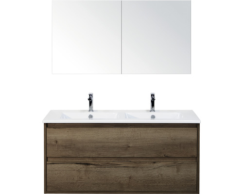 Badmöbel-Set Sanox Porto Keramik 170x121x51 cm Doppel-Keramikwaschbecken 2 Schubladen tabacco mit Spiegelschrank Badmöbel-Set Sanox Porto Keramik 170x121x51 cm Doppel-Keramikwaschbecken 2 Schubladen tabacco mit Spiegelschrank