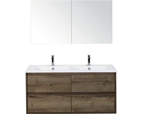 Badmöbel-Set Sanox Porto Keramik 170x121x51 cm Doppel-Keramikwaschbecken 4 Schubladen tabacco mit Spiegelschrank Badmöbel-Set Sanox Porto Keramik 170x121x51 cm Doppel-Keramikwaschbecken 4 Schubladen tabacco mit Spiegelschrank