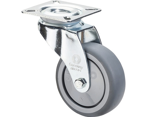 BS Rollen Lenkrolle A300.A85.100 Gummi Ø 100 mm bis 70 kg mit Platte 60x60 mm Lenkrolle mit Montageplatte