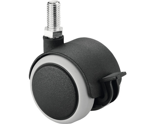 BS Rollen Doppelrolle F86.050.G08 Kunststoff feststellbar Ø 50 mm bis 40 kg grau Möbelrolle mit Gewindestift und Feststellbremse