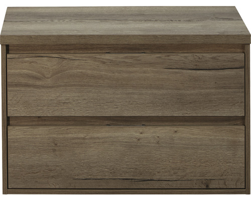 Waschbeckenunterschrank Sanox Porto 59x90x50 cm mit Waschtischplatte tabacco Waschtischunterschrank mit zwei Schubladen