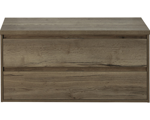 Waschbeckenunterschrank Sanox Porto 59x120x50 cm mit Waschtischplatte tabacco Waschtischunterschrank mit zwei Schubladen