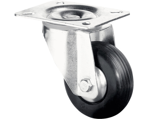 BS Rollen Lenkrolle L400.B40.081 Gummi Ø 80 mm bis 100 kg mit Platte 105x80 mm Lenkrolle mit Platte, Metall und Gummi