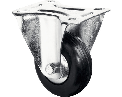 BS Rollen Bockrolle L410.B40.081 Gummi Ø 80 mm bis 100 kg mit Platte 105x80 mm Lenkrolle mit Stahlgehäuse und Gummirad