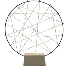 Dekorative LED-Leuchte in runder Form mit Holzfuß