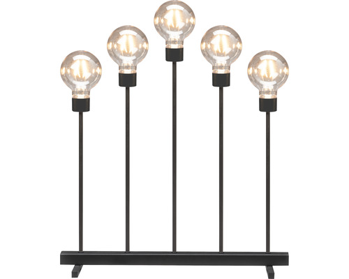 Dekorative Leuchte mit fünf Glühbirnen auf einem Sockel