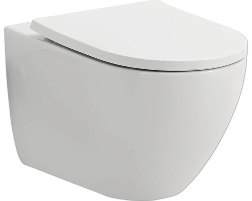 Wandtiefspülklosett-Set Vereg Adonis Twister Flush spülrandlos weiß mit WC-Sitz