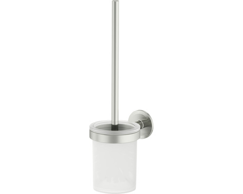 Wand-WC-Garnitur mit satiniertem Glasbehälter und Edelstahlstiel