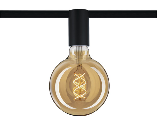 Glühbirne an schwarzer Halterung