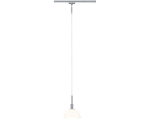 Pendel Paulmann URail 1-flammig HxØ 1400x140 mm Sarrasani chrom matt Glas opal 230V Pendelleuchte mit silberner Aufhängung