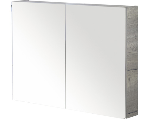 Spiegelschrank Sanox 2-türig 90x13x65 cm tabacco mit doppelseitige Spiegeltüre