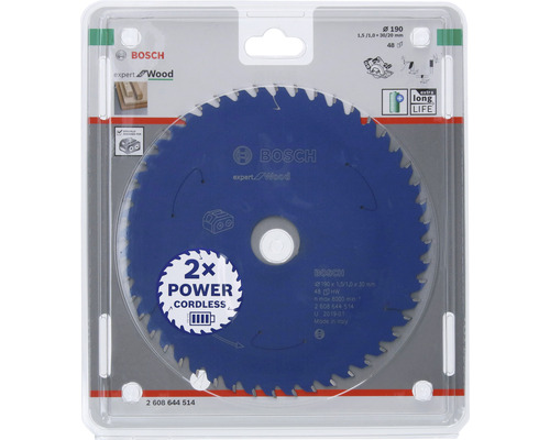 Bosch Expert Wood Kreissägeblatt, Durchmesser 190 Millimeter