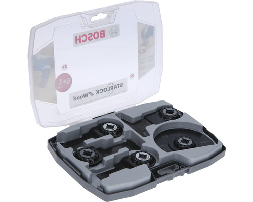 Bosch Starlock Holzsägeblatt Set in geöffnetem Aufbewahrungskoffer