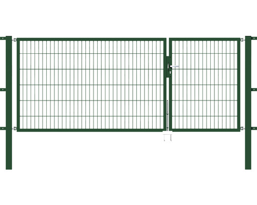 Doppeltor ALBERTS Flexo 100+200 x 120 cm Typ 6/5/6 Rahmen 40x40 inkl. Pfosten 8 x 8 cm grün