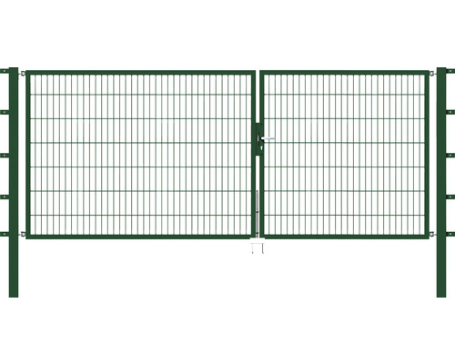 Doppeltor ALBERTS Flexo 350 x 140 cm Typ 6/5/6 Rahmen 40x40 inkl. Pfosten 8 x 8 cm grün