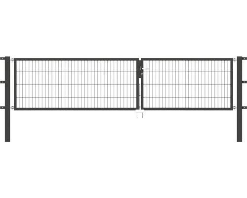 Doppeltor ALBERTS Flexo 350 x 80 cm Typ 6/5/6 Rahmen 40x40 inkl. Pfosten 8 x 8 cm anthrazit