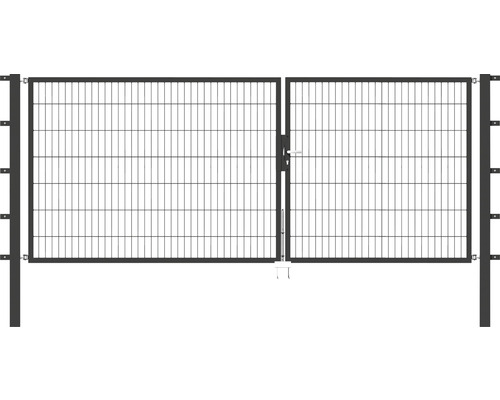 Doppeltor ALBERTS Flexo 350 x 140 cm Typ 6/5/6 Rahmen 40x40 inkl. Pfosten 8 x 8 cm anthrazit