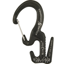 Schwarzer Karabiner mit Spannmechanismus für Seile