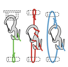 Illustration von drei verschiedenen Arten, eine Hängematte aufzuhängen