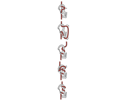Illustration einer Abseilachter-Anleitung mit Seil