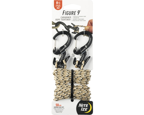 Figure 9 Karabiner Seilspanner Set mit einem Arbeitslastlimit von 50 lbs und einem Seil von 2,44 m Länge