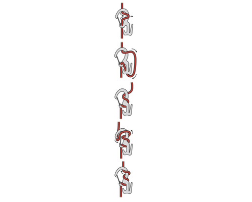 Illustration einer Klemmknoten-Anleitung für ein Seil