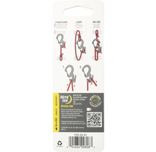 Verpackung mit Anweisungen zur Verwendung eines Nite Ize Karabiners