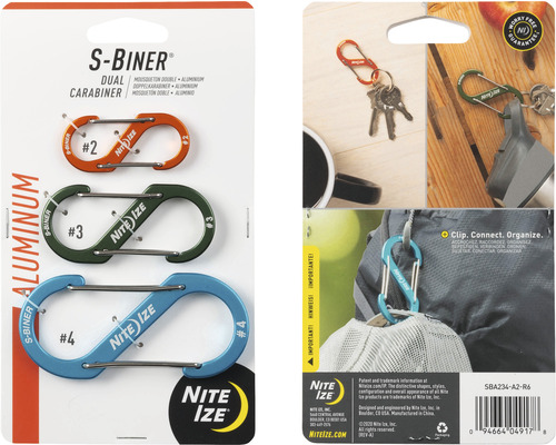 Nite Ize S-Biner Doppelkarabiner aus Aluminium im Set