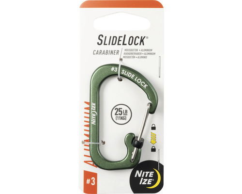 SlideLock Karabinerhaken aus Aluminium, Belastbarkeit 11 kg