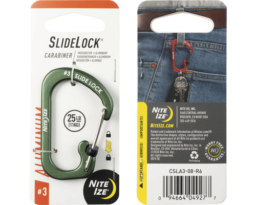 Nite Ize SlideLock Karabiner aus Aluminium mit 11 kg Tragkraft
