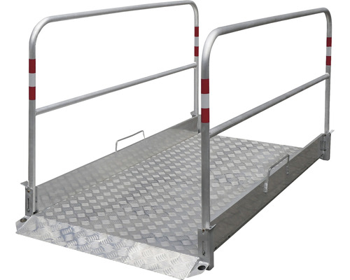 Grabenbrücke Aluminium rutschsicherem Alu-Tränenblech 3/4 mm inkl. Auffahrrampe 270 x 100 cm-0