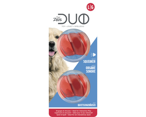Hundespielzeug Zeus Duo Ball Quietscher 2 Stk. Gummi 6,3 cm rot/blau