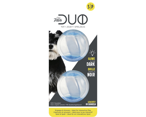 Hundespielzeug Zeus Duo Ball Quietscher und Glow 2 Stk. Gummi 5 cm