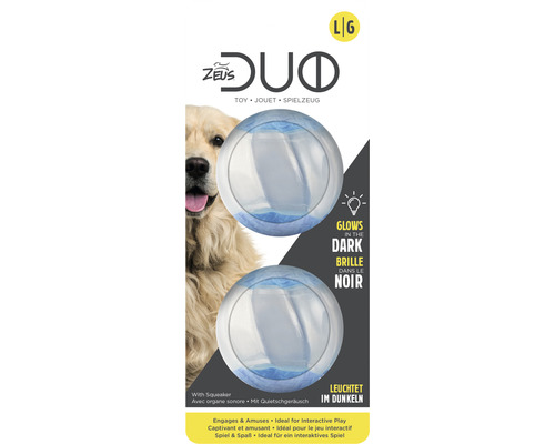 Hundespielzeug Zeus Duo Ball Quietscher und Glow 2 Stk. Gummi 6,3 cm