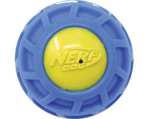 Hundespielzeug Nerf Dog Micro Squeak Exo Ball Gummi 7,5 cm blau/gelb