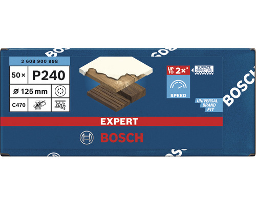 Bosch Expert Schleifscheiben Set, Körnung P240, Durchmesser 125 mm, 50 Stück