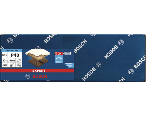 Bosch Expert Schleifblatt P40, 50 Stück, Größe 80x133 Millimeter