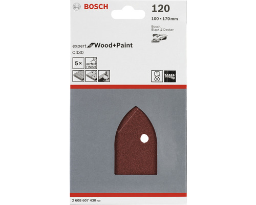 Bosch Expert Schleifpapier für Holz und Farbe, Körnung 120