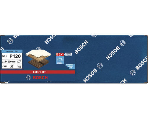 Bosch Expert Schleifpapier, Körnung P120, 115x230 Millimeter, 50 Stück