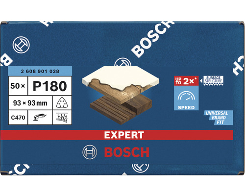 Bosch Expert Schleifblatt P180, 93x93 Millimeter, 50 Stück