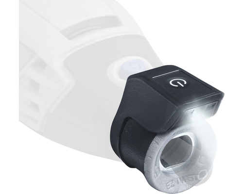 Draufsicht einer Bohrmaschine mit integrierter LED-Beleuchtung für präzises Arbeiten